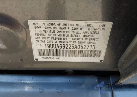 2005 Acura Tl из США, поврежденный, VIN 19UUA66225A052713